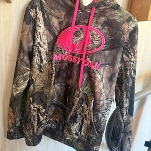 Mossy Oak Camo Hoodie with Pink Logo